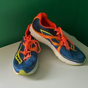 Saucony Men's Blue and Neon Orange Athletic Shoes